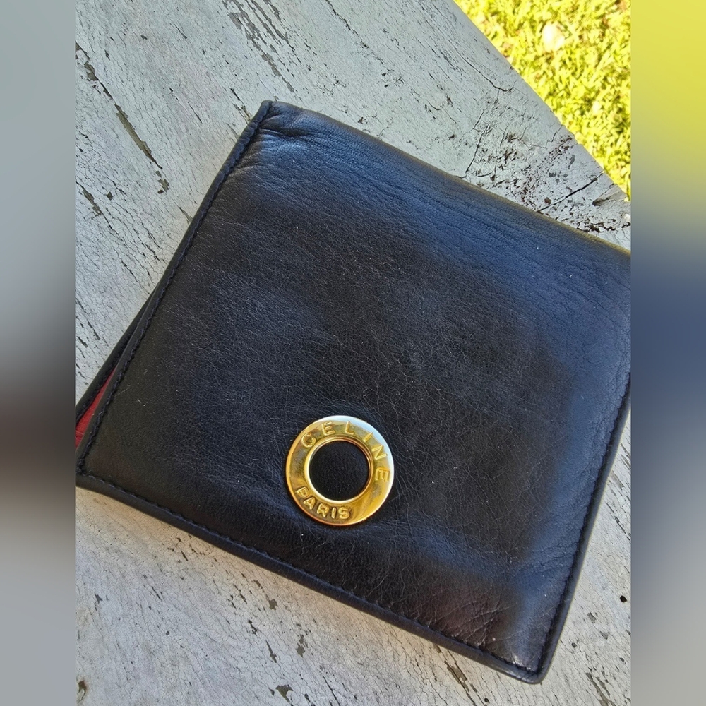 Celine Black Leather Wallet With Red Inside ♥️